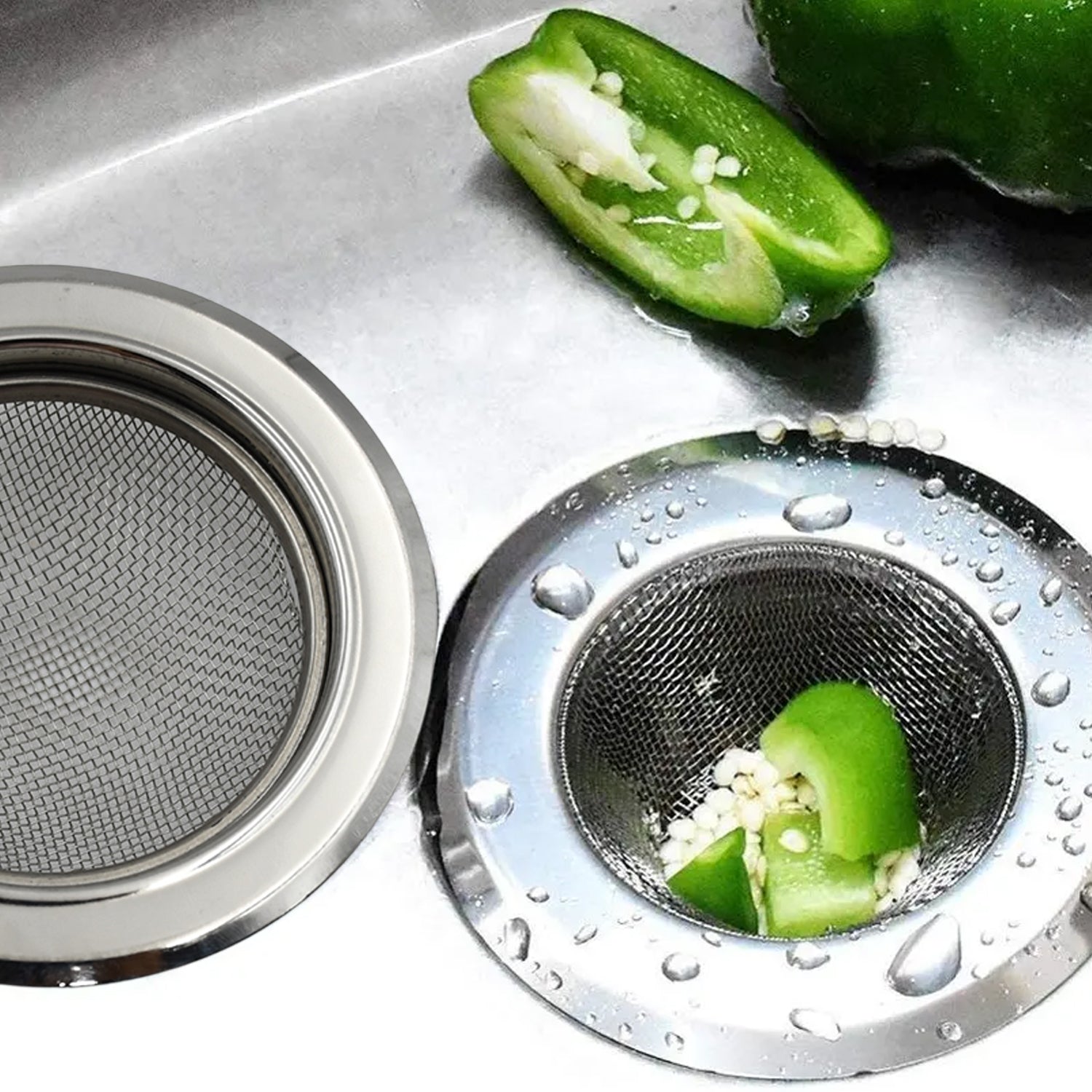 Kitchen sink strainer with fine mesh design. Kitchen sink strainer with fine mesh design.